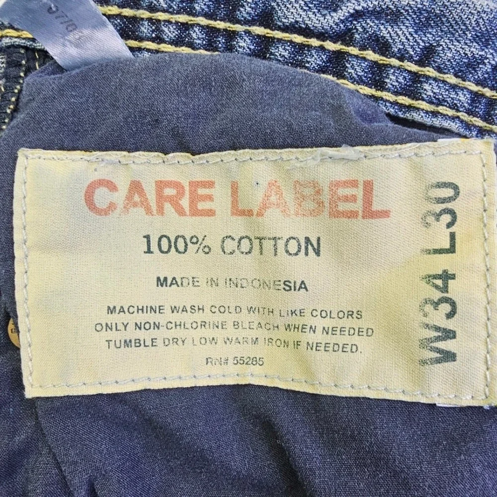 Express Mens Distressed Straight Leg Jean Blue Denim W34 L30 100% Cotton RN55285